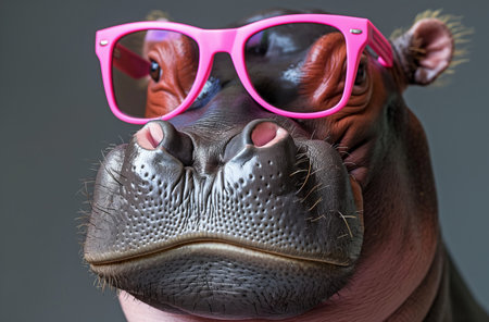 Hippopotamus dons pink glassesの素材