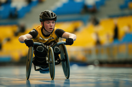 Paralympic athlete in actionの素材