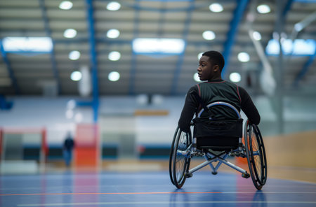 Young athlete in wheelchair sportsの素材