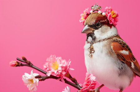 Sparrow adorned with jewelryの素材