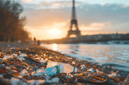 Sunset pollution near Eiffel Towerの素材