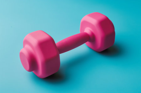 Pink dumbbell blue backgroundの素材
