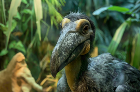 Dodo bird portrait in jungleの素材