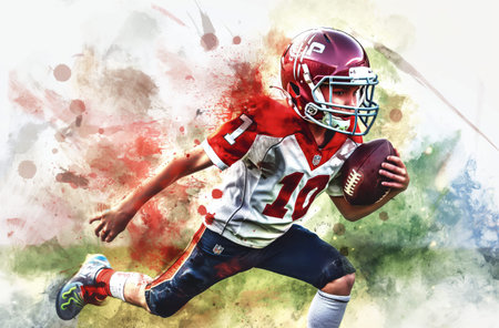 Young football player in actionの素材