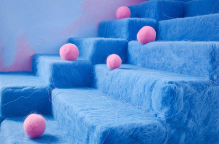 Textured blue wool staircaseの素材