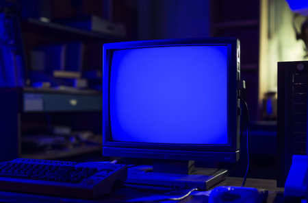 Computer screen with blue screen errorの素材