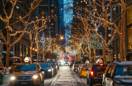 Festive New York street lightsの素材