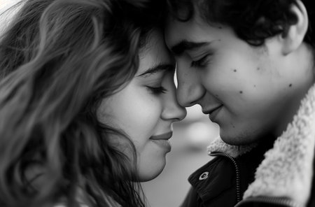 Black and white couple close upの素材