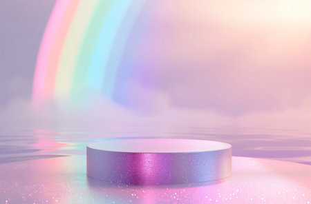 Abstract scene with a neon square in the skyの素材