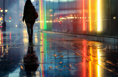 Rainbow in a city after the rainの素材