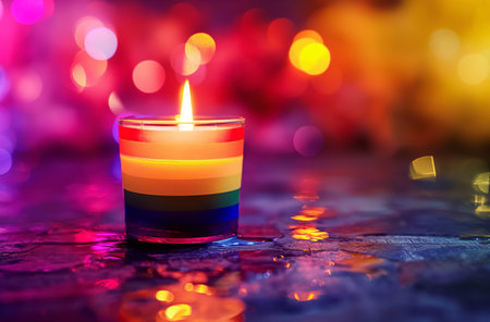 LGBT candle with bokeh lightsの素材
