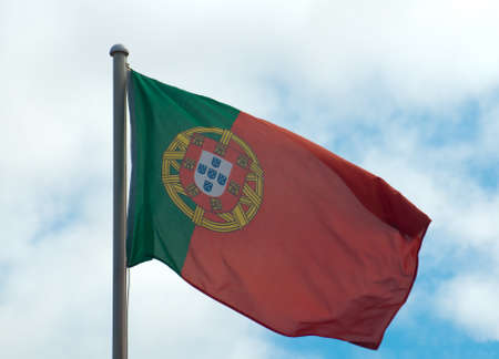 Flag of Portugal in windの写真素材