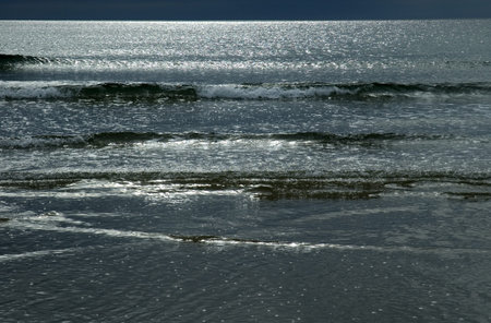 Sunlit ocean waves