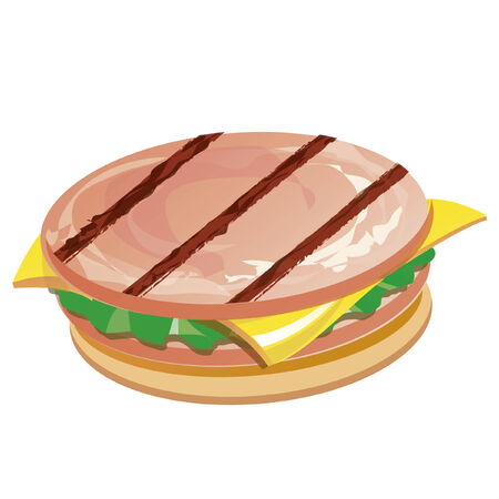Vector image of a sandwich with cheese and hamのイラスト素材