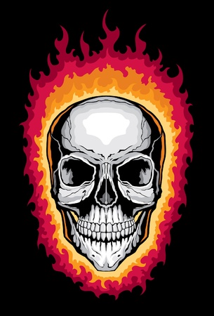 Human Skull with Flames is an illustration of a stylized flaming human skull.のイラスト素材
