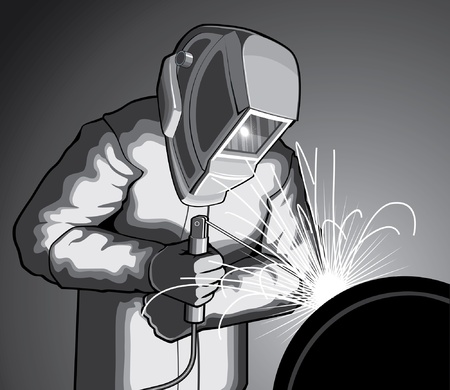 Welder at work is an illustration of a welder welding.のイラスト素材