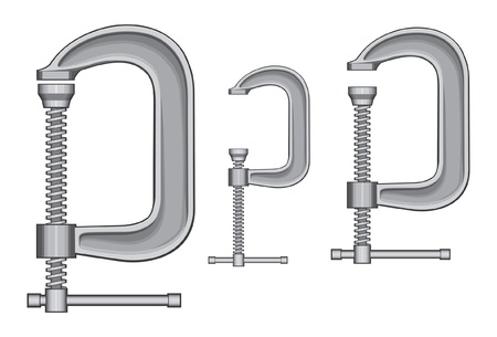C-Clamp is an illustration of three sizes of C-Clamps.のイラスト素材