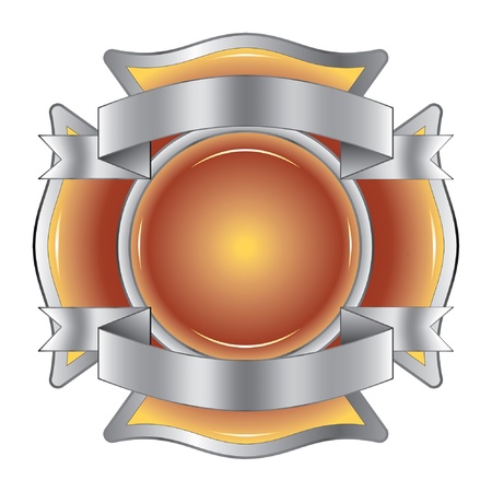Firefighter Cross with Ribbons is an illustration of a firefighter Maltese cross made of gemstone with silver ribbons at the top and bottom.のイラスト素材