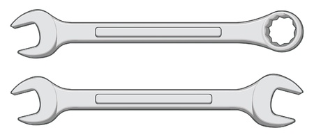 Wrench is an illustration of one closed end wrench and one open end wrench.のイラスト素材