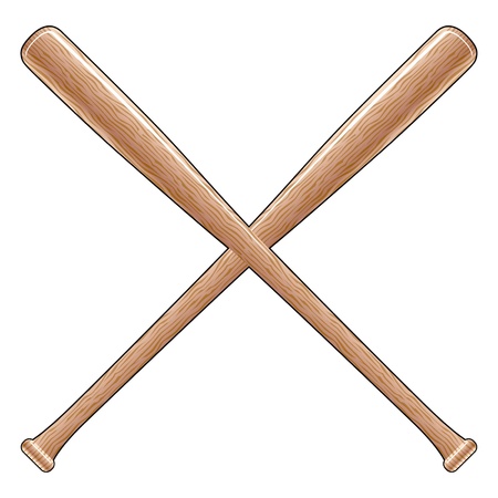 Baseball Bats is an illustration of two crossed wooden baseball or softball bats. Great for t-shirt designs.のイラスト素材