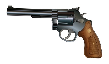 Revolver is an illustration of a revolver style handgun  Black with wood grip のイラスト素材