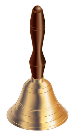 School Bell is an illustration of a vintage handheld school bell used to mark the beginning of school and classes  Vector version contains gradient mesh のイラスト素材