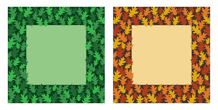 Oak Leaf Frame is an illustration of a border or frame composed of oak leaves in assorted sizes and colors with space for your text  Can be used as a card のイラスト素材