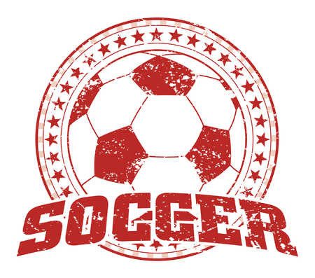 Soccer Design - Vintage is an illustration of a soccer design in vintage distressed style with a circle of stars.のイラスト素材