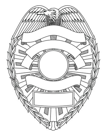 Police Badge Blank is an illustration of a police or law enforcement badge with open space for your specific text such as location, badge number, etc.のイラスト素材