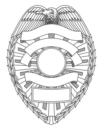 Police Badge Blank is an illustration of a police or law enforcement badge with open space for your specific text such as location, badge number, etc.