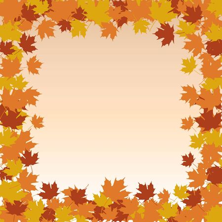 Leaf Border Frame - Fall is an illustration of a frame or border made up of fall or autumn leaves colored in brown, orange and golden yellow.のイラスト素材