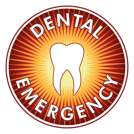 Dental Emergency Design is an illustration of a tooth with vibrant radiating colors representing pain and the need for urgent care.のイラスト素材