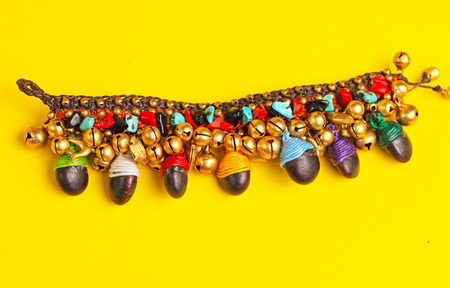 Colorful bracelet with many stones set into itの写真素材