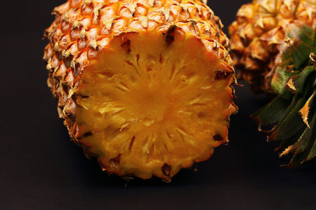 pineapple on a black backgroundの写真素材