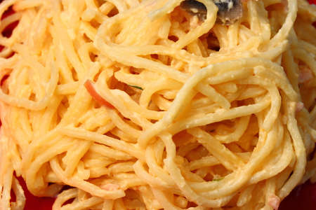 spaghetti  carbonara  close upの写真素材