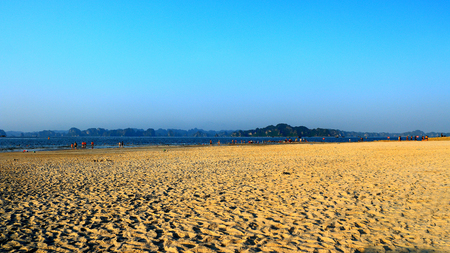 a view of ha long bay beach Vietnamの写真素材