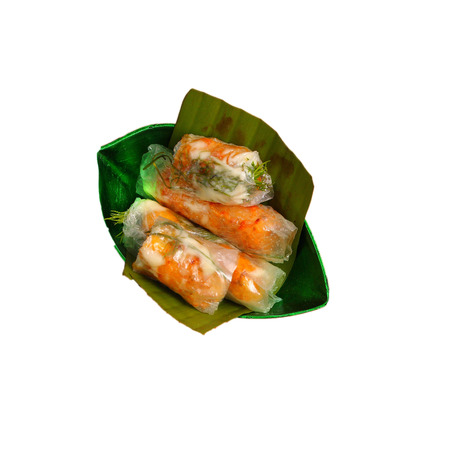 Isolated Vietnamese wafer thin spring rollsの写真素材