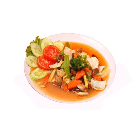 Isolated Thailand vegetable stir fry in sauceの写真素材