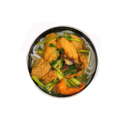 Isolated Vietnamese chicken noodle soup