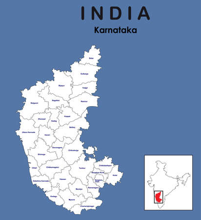 Photo of Karnataka full map. vector - ID:144342338 - Royalty Free Image