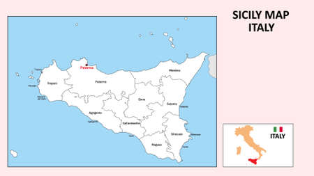 Vector of Sicily Map. State and district - ID:186223698 - Royalty Free ...