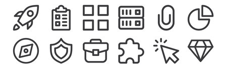 set of 12 linear user interface icons. thin outlineのイラスト素材