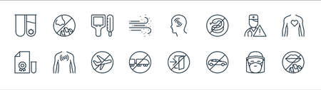 stop virus line icons. linear set. quality vector line set.のイラスト素材