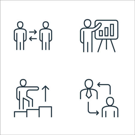 leadership line icons. linear set. quality vector line set such as relationship, leadership, presentationのイラスト素材