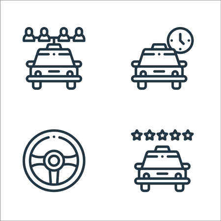 taxi service line icons. linear set. quality vector line set such as rating, steering wheel, scheduleのイラスト素材