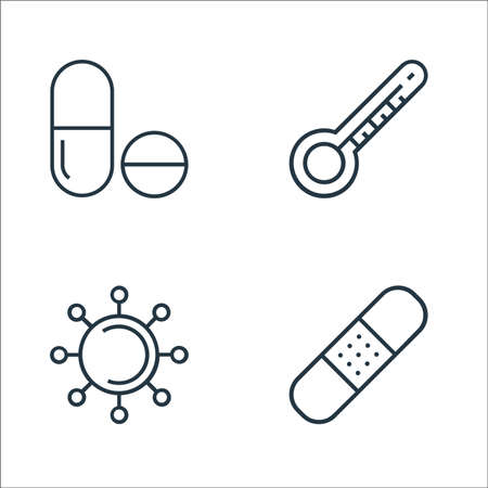 medical tools line icons. linear set. quality vector line set such as  virus, thermometerのイラスト素材