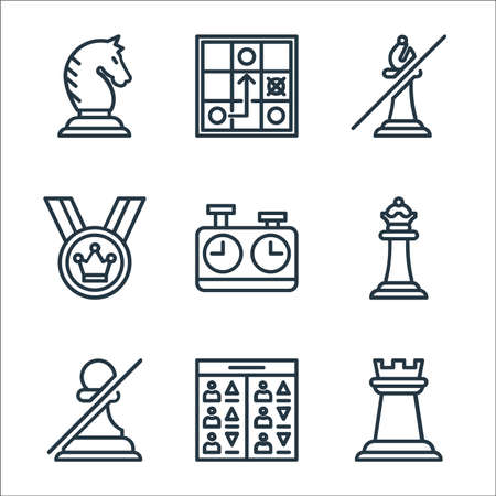 chess game line icons. linear set. quality vector line set.のイラスト素材