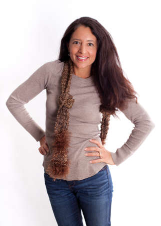 Pretty Brunette Woman in Scarfの写真素材