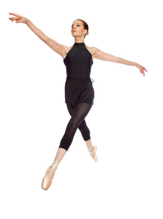 Ballerina floating gracefully isolated on whiteの写真素材