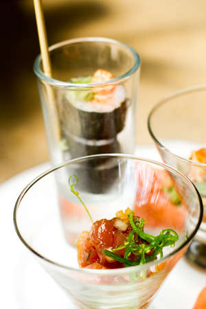 Assortment of Sushi at a Japanese restaurantの写真素材